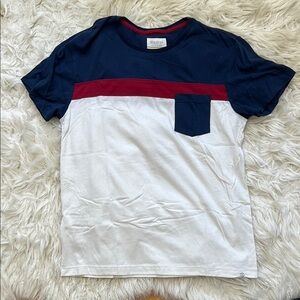 Marine Layer Blue and White Short Sleeve Tee